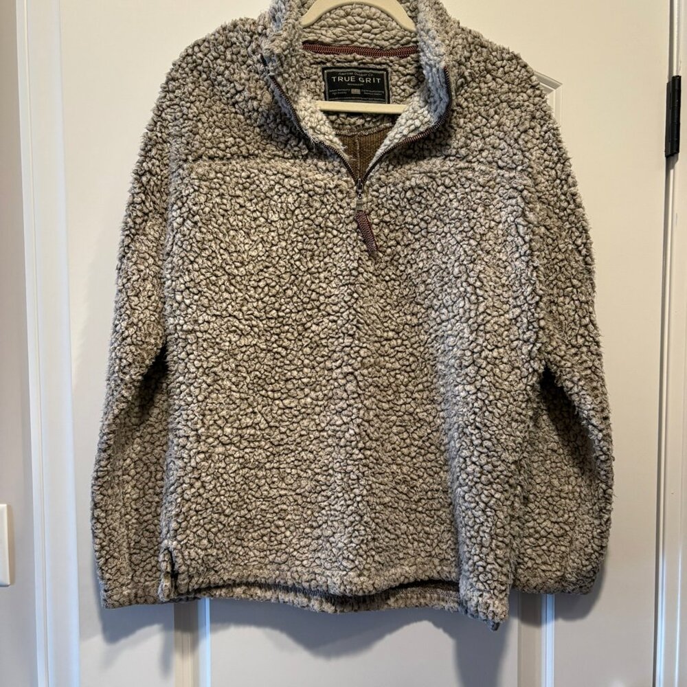 TRUE GRIT Jacket Men’s Small Sherpa Fleece 1/4 Sweater Pullover Deep Pile